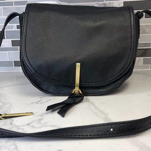Vera Bradley Black Leather Saddle Bag-Crossbody